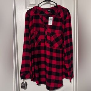 Torrid Harper Red and Black Buffalo Plaid Top